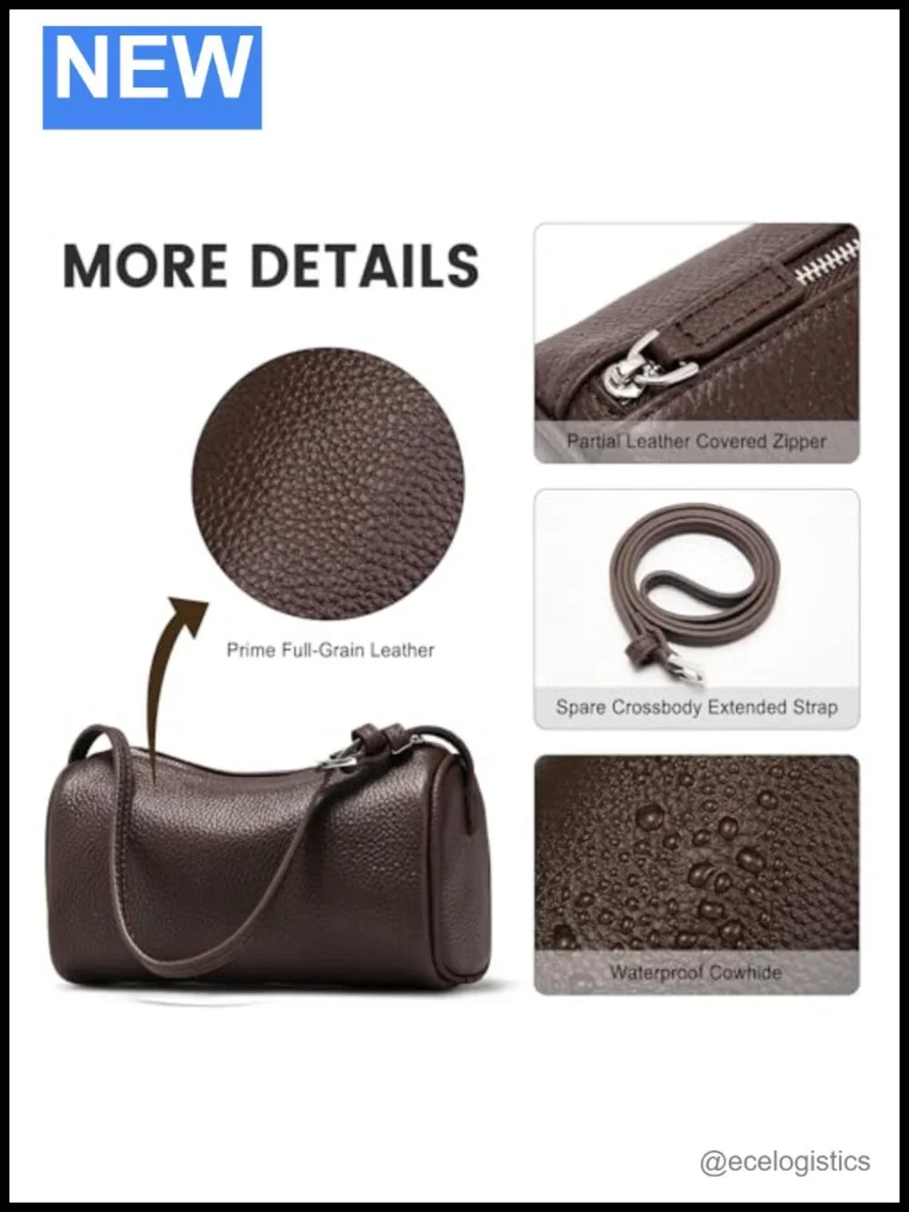Genuine Leather Small Shoulder Purse for Women - Crossbody Hobo Bag Mini Barrel